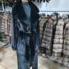 (Русский) Норковая шуба (коричневый, чёрный, сапфир, сильвер, паломино, пастель). Модель прямая, с английским воротником и поясом