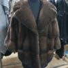 Mink coat loose fit, oversized, cross-section, with a hood