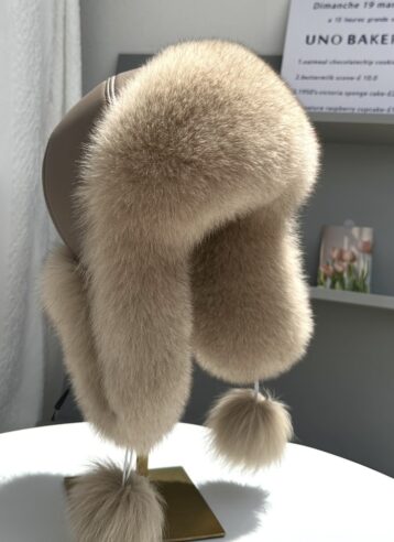 Sieviešu lapsas kažokādas bomber cepure ar ausu aizsardzību